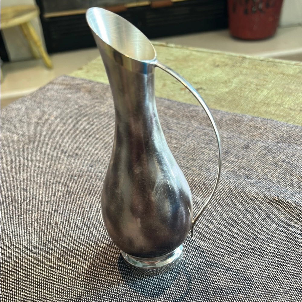Vintage Ikora Pewter Pitcher Vase Mid-Century Modern Style 7”